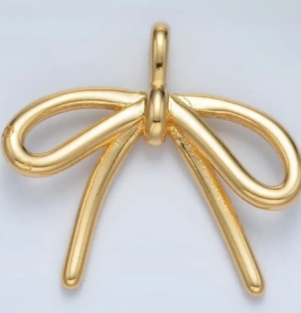 24K Gold Filled Minimalist Tied Ribbon Bow Pendant | I797